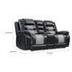 Asher Lovseat w Dual Manual Recliners | Console | Cupholders | Black & Gray