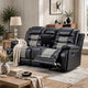 Asher Lovseat w Dual Manual Recliners | Console | Cupholders | Black & Gray