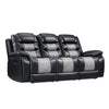 Asher Sofa | Dual Manual Recliners | Drop Down Tray | Cupholders | Black Gray