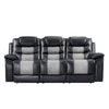 Asher Sofa | Dual Manual Recliners | Drop Down Tray | Cupholders | Black Gray
