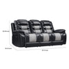 Asher Sofa | Dual Manual Recliners | Drop Down Tray | Cupholders | Black Gray