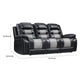 Asher Sofa | Dual Manual Recliners | Drop Down Tray | Cupholders | Black Gray