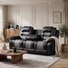 Asher Sofa | Dual Manual Recliners | Drop Down Tray | Cupholders | Black Gray