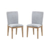 Emi 7Pc Round Dining Table Set | Oak Brown Pedestal Base | Gray Linen