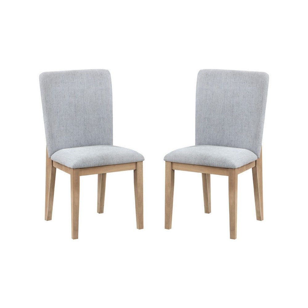 Emi 7Pc Round Dining Table Set | Oak Brown Pedestal Base | Gray Linen