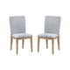 Emi 7Pc Round Dining Table Set | Oak Brown Pedestal Base | Gray Linen