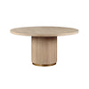 Emi 7Pc Round Dining Table Set | Oak Brown Pedestal Base | Gray Linen