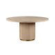Emi 7Pc Round Dining Table Set | Oak Brown Pedestal Base | Gray Linen
