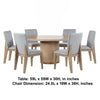 Emi 7Pc Round Dining Table Set | Oak Brown Pedestal Base | Gray Linen