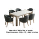 Teny 7Pc Dining Set with Faux Marble Top | Gray Fabric Barrel Chairs
