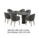 Beny 7pc Oval Dining Table Set | Fluted Pedestal Base | Wood | Gray Fabric