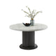 Beny 5pc Dining Set with Round Faux Marble Top | Gray Fabric Barrel Chairs