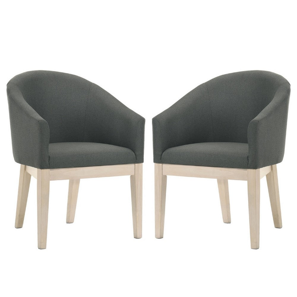 Beny 5pc Dining Set with Round Faux Marble Top | Gray Fabric Barrel Chairs