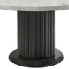 Beny 5pc Dining Set with Round Faux Marble Top | Gray Fabric Barrel Chairs