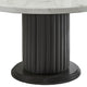 Beny 5pc Dining Set with Round Faux Marble Top | Gray Fabric Barrel Chairs