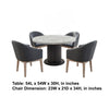 Beny 5pc Dining Set with Round Faux Marble Top | Gray Fabric Barrel Chairs