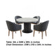 Beny 5pc Dining Set with Round Faux Marble Top | Gray Fabric Barrel Chairs
