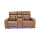 Jasi Power Recliner Loveseat | Bluetooth | USB Ports | Brown Faux-Leather