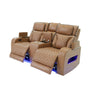 Jasi Power Recliner Loveseat | Bluetooth | USB Ports | Brown Faux-Leather