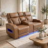 Jasi Power Recliner Loveseat | Bluetooth | USB Ports | Brown Faux-Leather