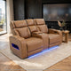 Jasi Power Recliner Loveseat | Bluetooth | USB Ports | Brown Faux-Leather