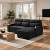Zen Sleeper Sectional with Storage and Pull-Out Bed | Black Microfiber