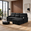 Zen Sleeper Sectional with Storage and Pull-Out Bed | Black Microfiber