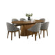Andy Oval 7pc Dining Set with Curved Gray Fabric Chairs Set | Walnut Wood