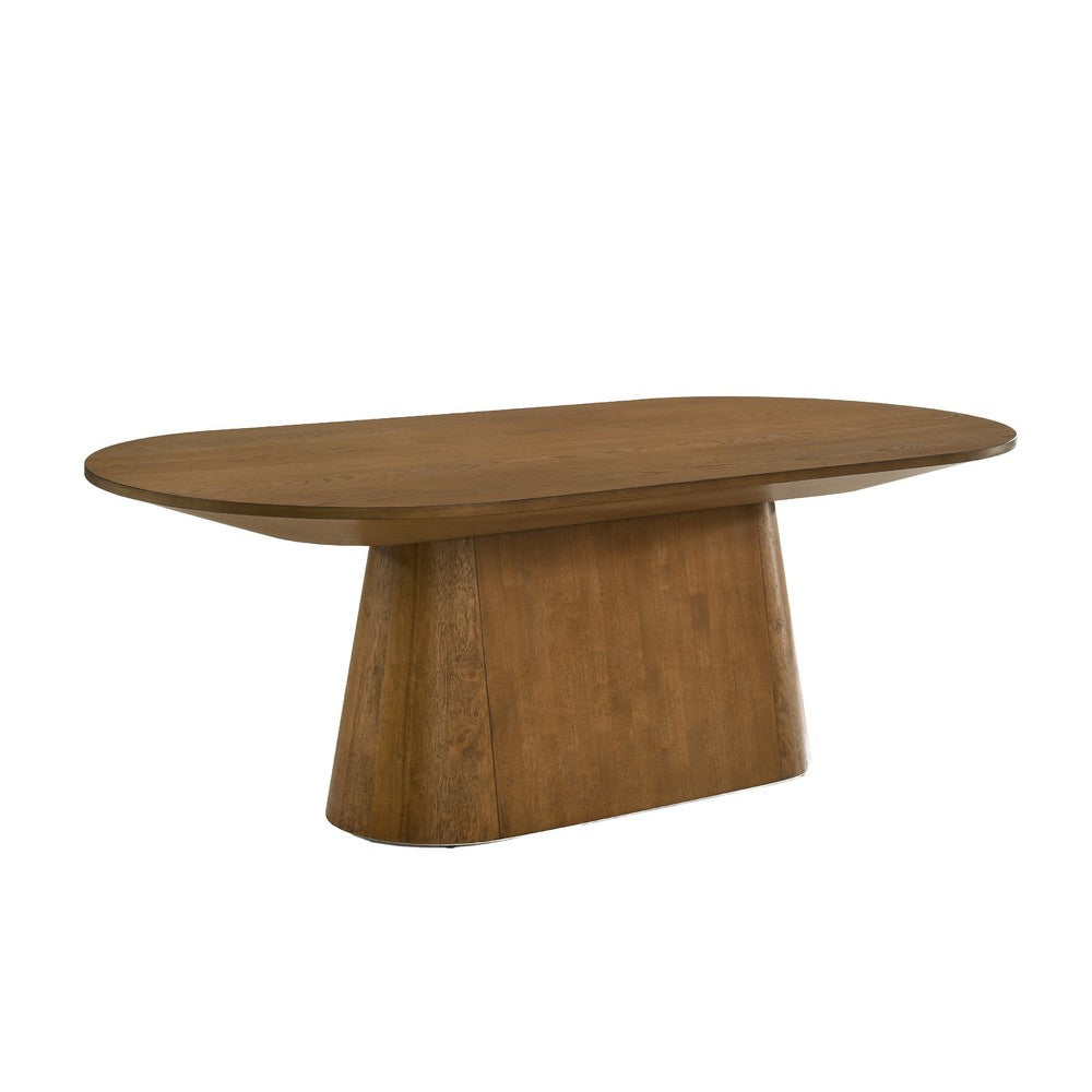 Andy Oval 7pc Dining Set with Curved Gray Fabric Chairs Set | Walnut Wood