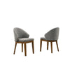 Andy Oval 7pc Dining Set with Curved Gray Fabric Chairs Set | Walnut Wood