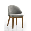 Andy Oval 7pc Dining Set with Curved Gray Fabric Chairs Set | Walnut Wood