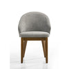 Andy Oval 7pc Dining Set with Curved Gray Fabric Chairs Set | Walnut Wood