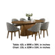 Andy Oval 7pc Dining Set with Curved Gray Fabric Chairs Set | Walnut Wood