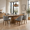Andy Oval 7pc Dining Set with Curved Gray Fabric Chairs Set | Walnut Wood