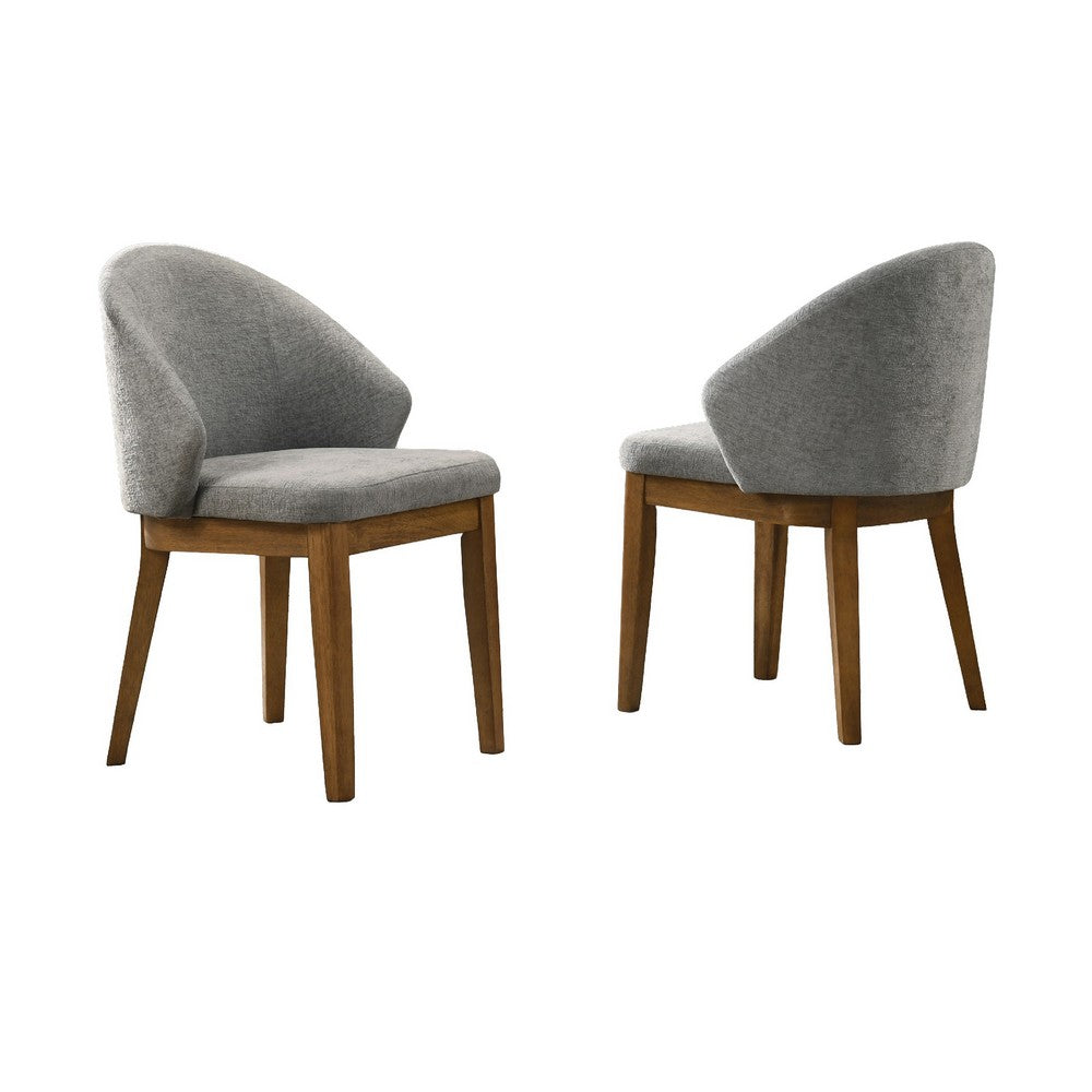Andy Barrel-Back Dining Chairs with Walnut Legs | Set of 2 | Gray Fabric
