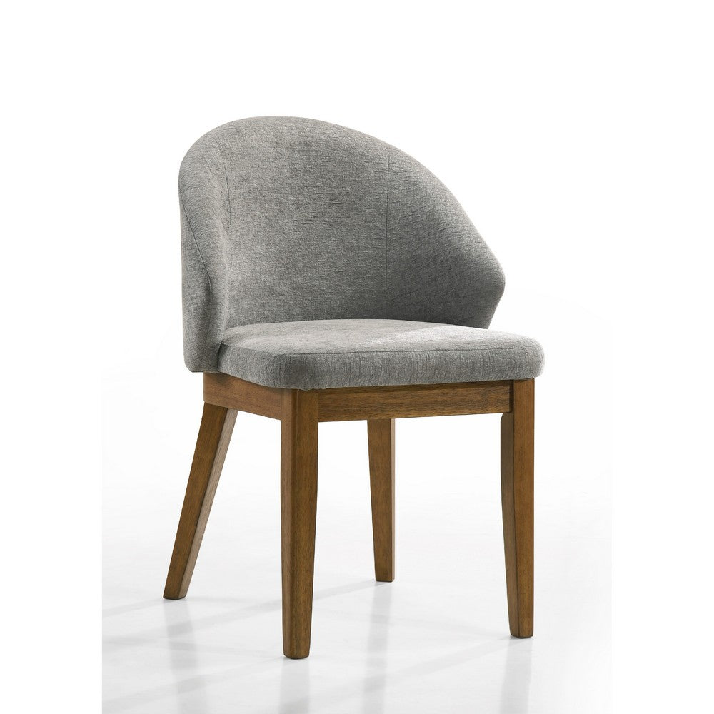 Andy Barrel-Back Dining Chairs with Walnut Legs | Set of 2 | Gray Fabric