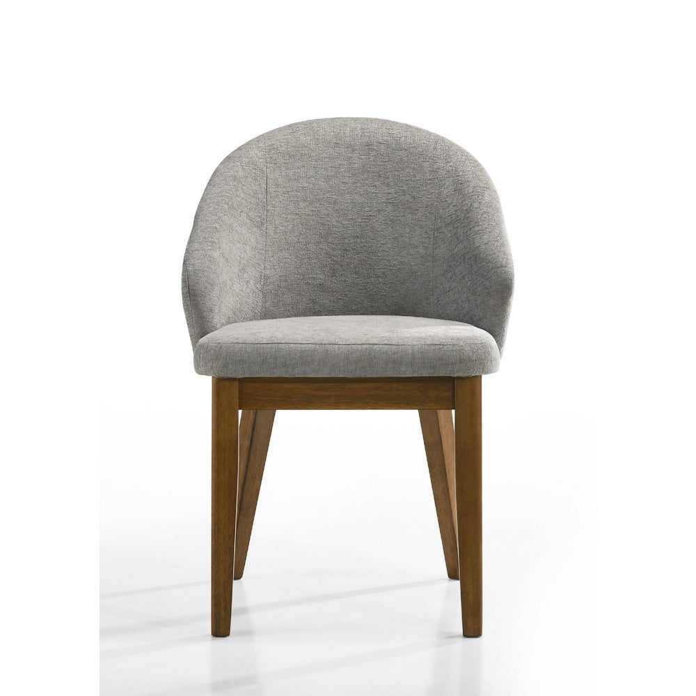 Andy Barrel-Back Dining Chairs with Walnut Legs | Set of 2 | Gray Fabric