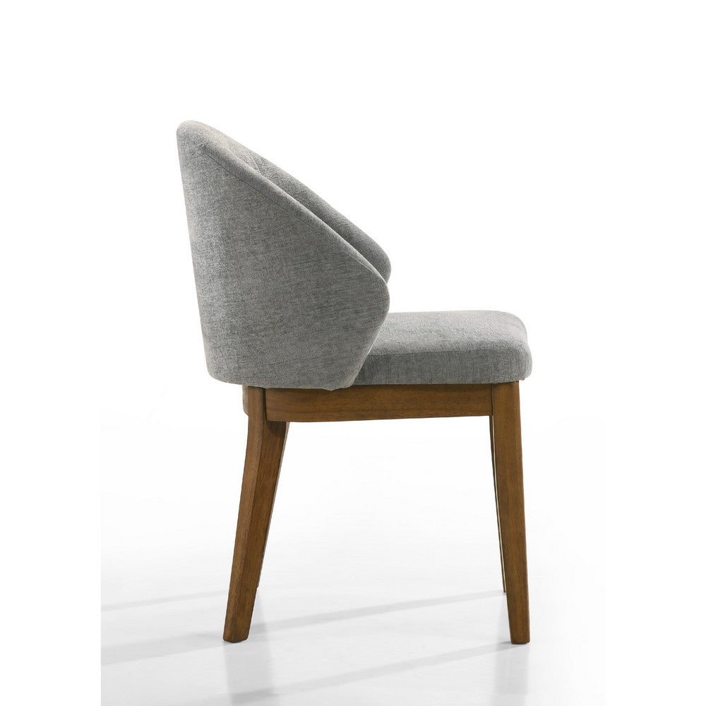 Andy Barrel-Back Dining Chairs with Walnut Legs | Set of 2 | Gray Fabric