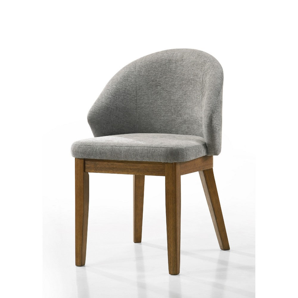 Andy Barrel-Back Dining Chairs with Walnut Legs | Set of 2 | Gray Fabric