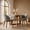 Andy Barrel-Back Dining Chairs with Walnut Legs | Set of 2 | Gray Fabric