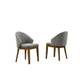 Andy 5pc Dining Table Set | Cross-Sled Base | Gray Fabric Chairs | Brown Wood
