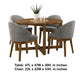 Andy 5pc Dining Table Set | Cross-Sled Base | Gray Fabric Chairs | Brown Wood