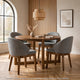 Andy 5pc Dining Table Set | Cross-Sled Base | Gray Fabric Chairs | Brown Wood