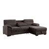 Geni Sleeper Sectional with Storage Chaise | USB Ports | Brown Chenille