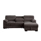 Geni Sleeper Sectional with Storage Chaise | USB Ports | Brown Chenille