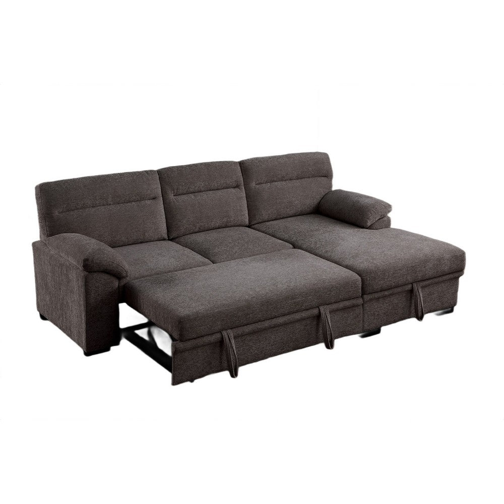 Geni Sleeper Sectional with Storage Chaise | USB Ports | Brown Chenille