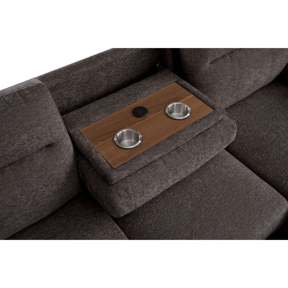 Geni Sleeper Sectional with Storage Chaise | USB Ports | Brown Chenille
