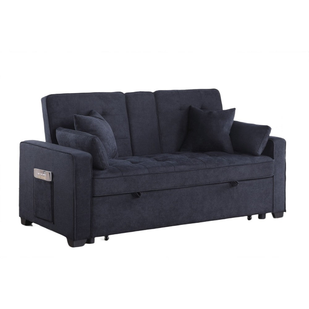Oli Convertible Sleeper Loveseat | USB | 4 Throw Pillows | Gray Woven Fabric