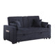 Oli Convertible Sleeper Loveseat | USB | 4 Throw Pillows | Gray Woven Fabric