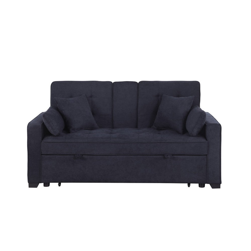 Oli Convertible Sleeper Loveseat | USB | 4 Throw Pillows | Gray Woven Fabric